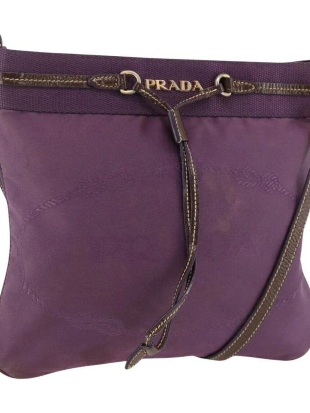 PRADA Shoulder Bag Nylon Purple Gold Auth fm5271